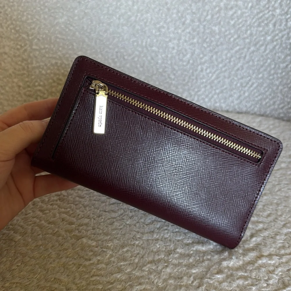 Kate Spade Large Burgundy Slim Wallet - Picture 2 of 7
